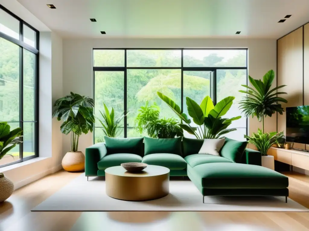 Espacio interior armonioso con plantas de interior y ventilación natural para plantas de interior