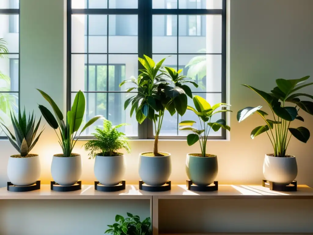 Un espacio interior iluminado con plantas de interior exudando paz y tranquilidad