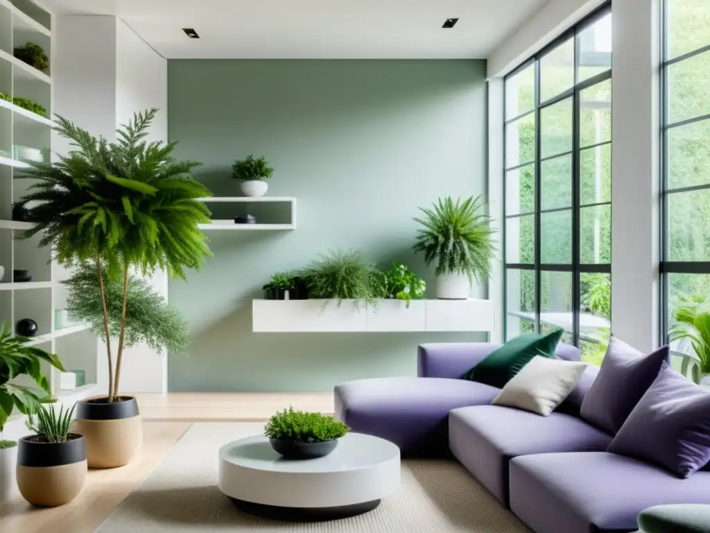 Espacio interior moderno con plantas de interior para aroma, creando un oasis botánico sereno y vibrante