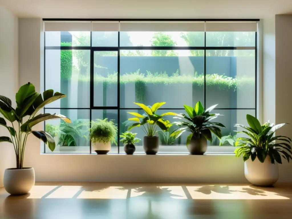 Espacio interior sereno con plantas de interior para el equilibrio y armonía del Feng Shui