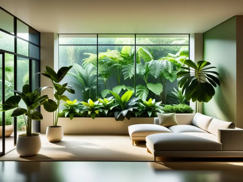 Espacio interior sereno con plantas de interior para practicar mindfulness