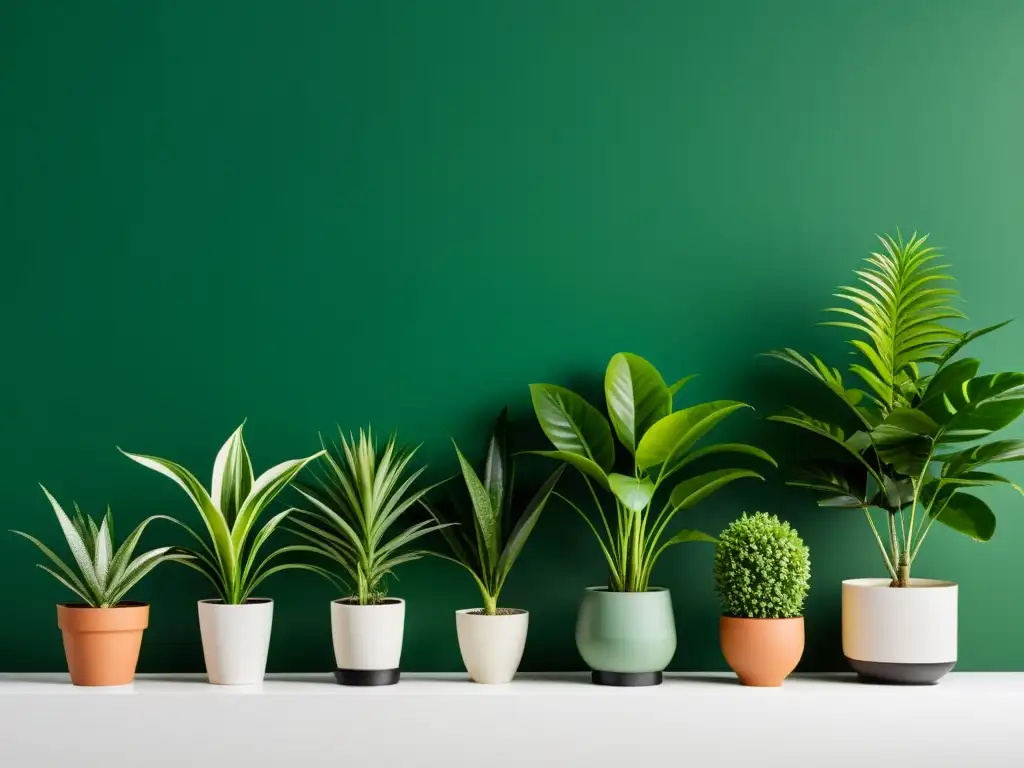 Una exhibición de plantas de interior minimalista en evolución, cuidadosamente detallada y serena