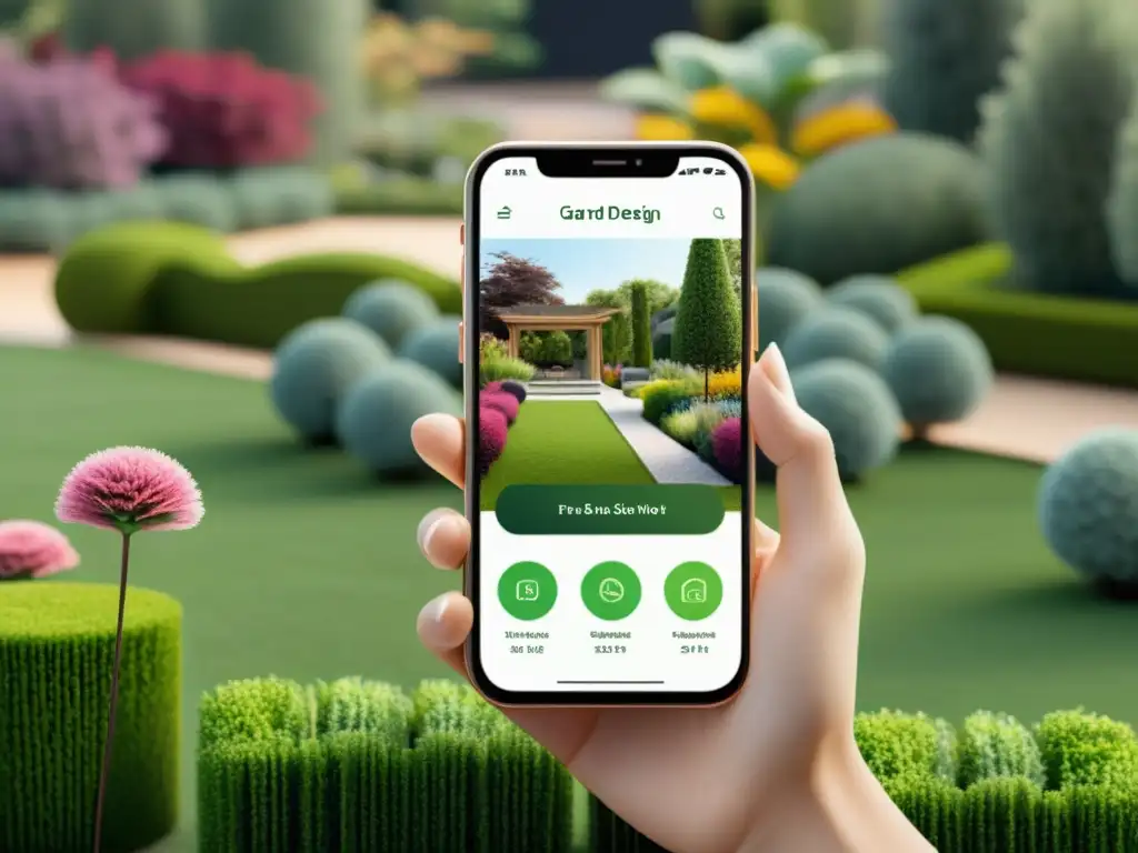 Experiencia inmersiva de diseño de jardín con realidad aumentada en smartphone