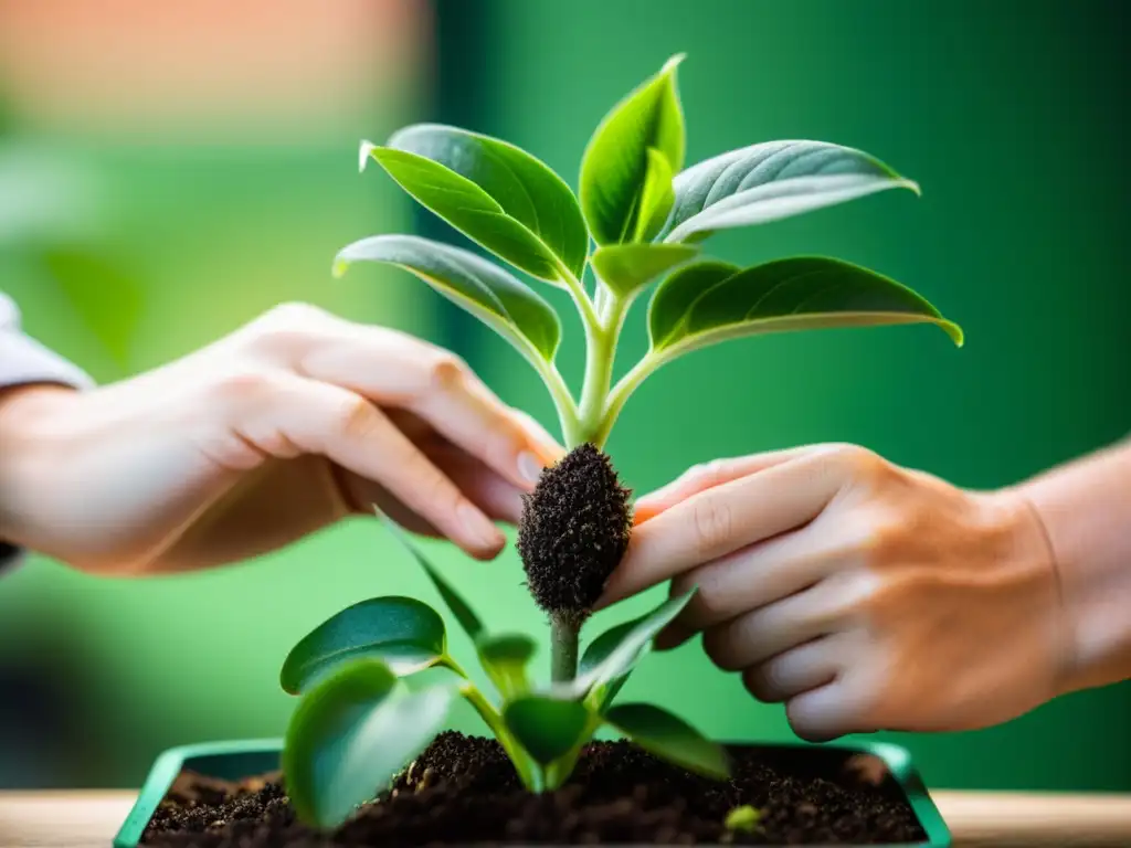 Expertos en injertos de plantas de interior unen cuidadosamente plantas, transmitiendo profesionalismo y destreza