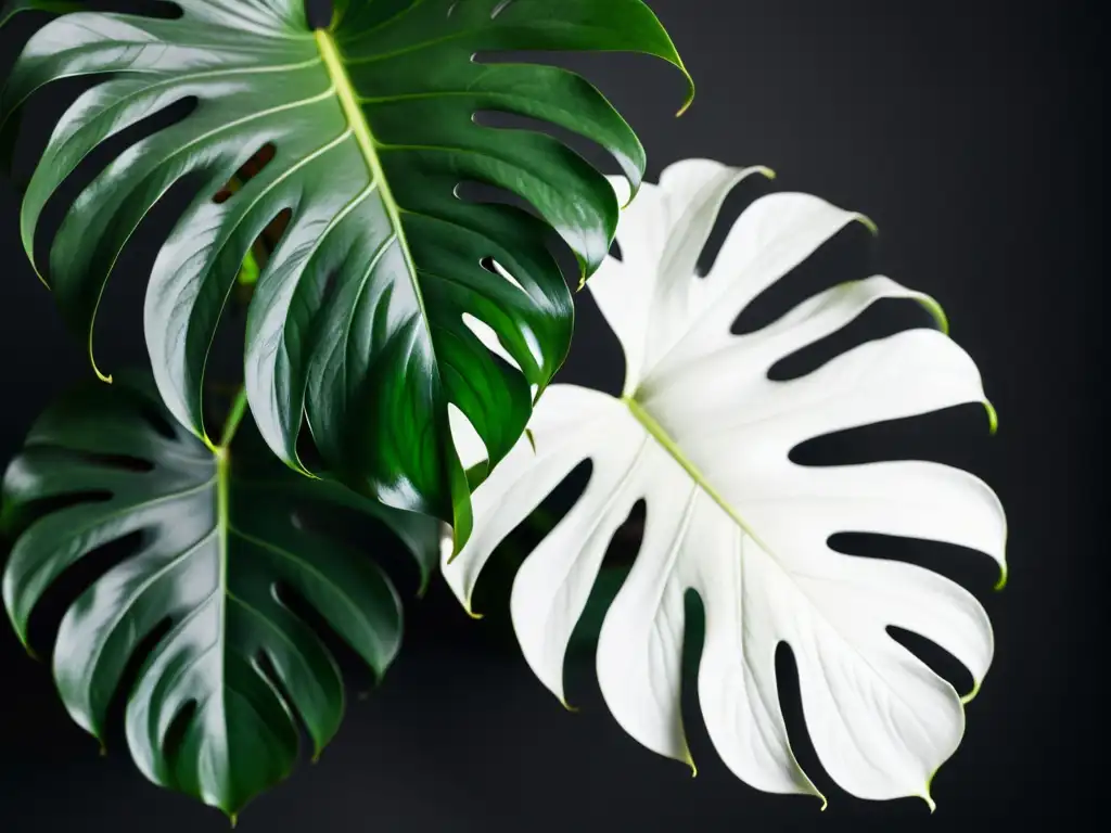 Fotografiando la exquisita monstera deliciosa en blanco y negro, destacando su elegante belleza natural y sofisticación atemporal