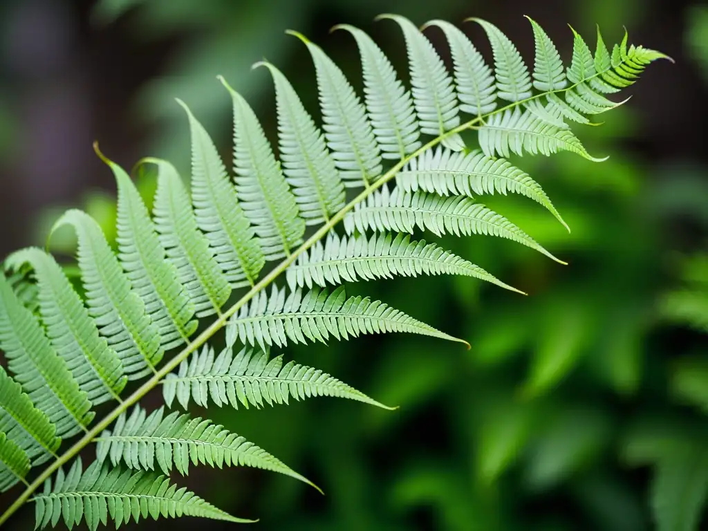 Una exuberante planta de helecho con patrones intrincados, vibrante y llena de vida