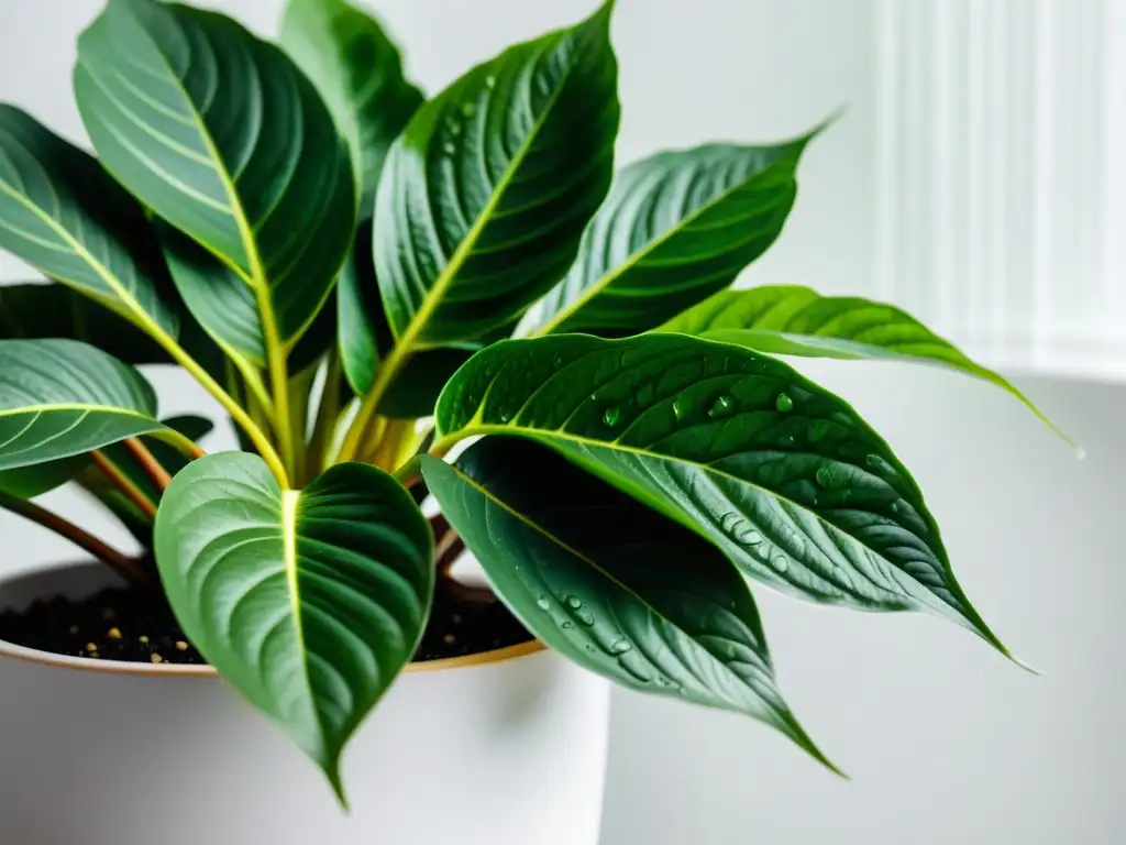 Una exuberante planta de interior con hojas vibrantes y saludables en un elegante macetero, listas para ser interpretadas por señales