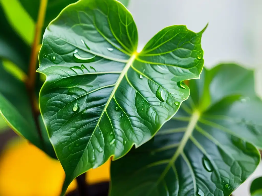 'Una exuberante planta de interior, con hojas vibrantes y saludables bañadas por luz natural