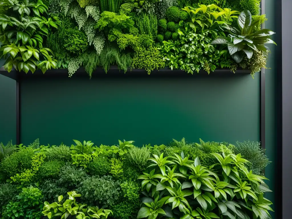 Un exuberante jardín vertical con plantas vibrantes