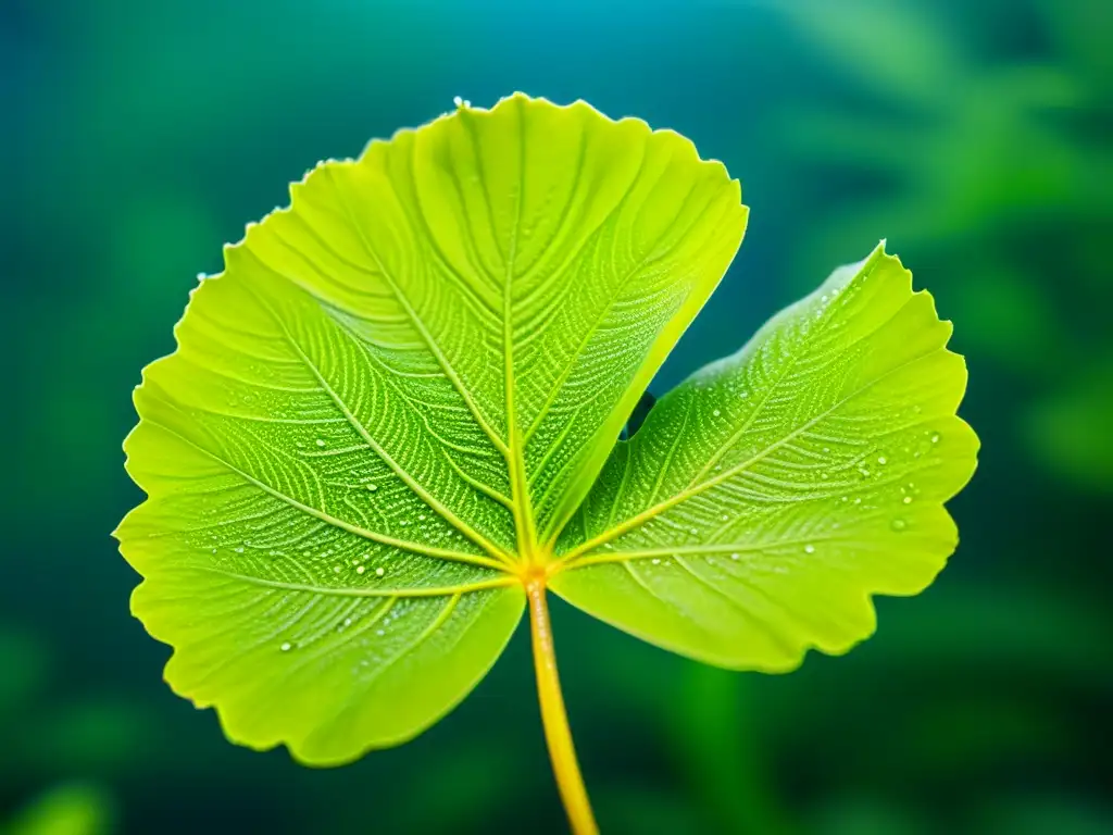 Helechos de agua dulce para acuario: imagen de helecho flotante con hojas verdes en agua cristalina, con peces nadando