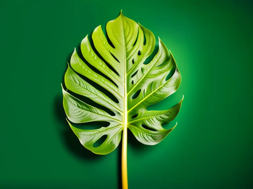 Una hermosa fotografía de plantas de interior, con un monstera deliciosa exuberante en primer plano, mostrando sus detalles y texturas