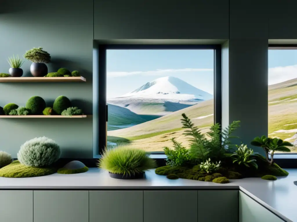 Un hogar sereno con tundra plants y luz natural