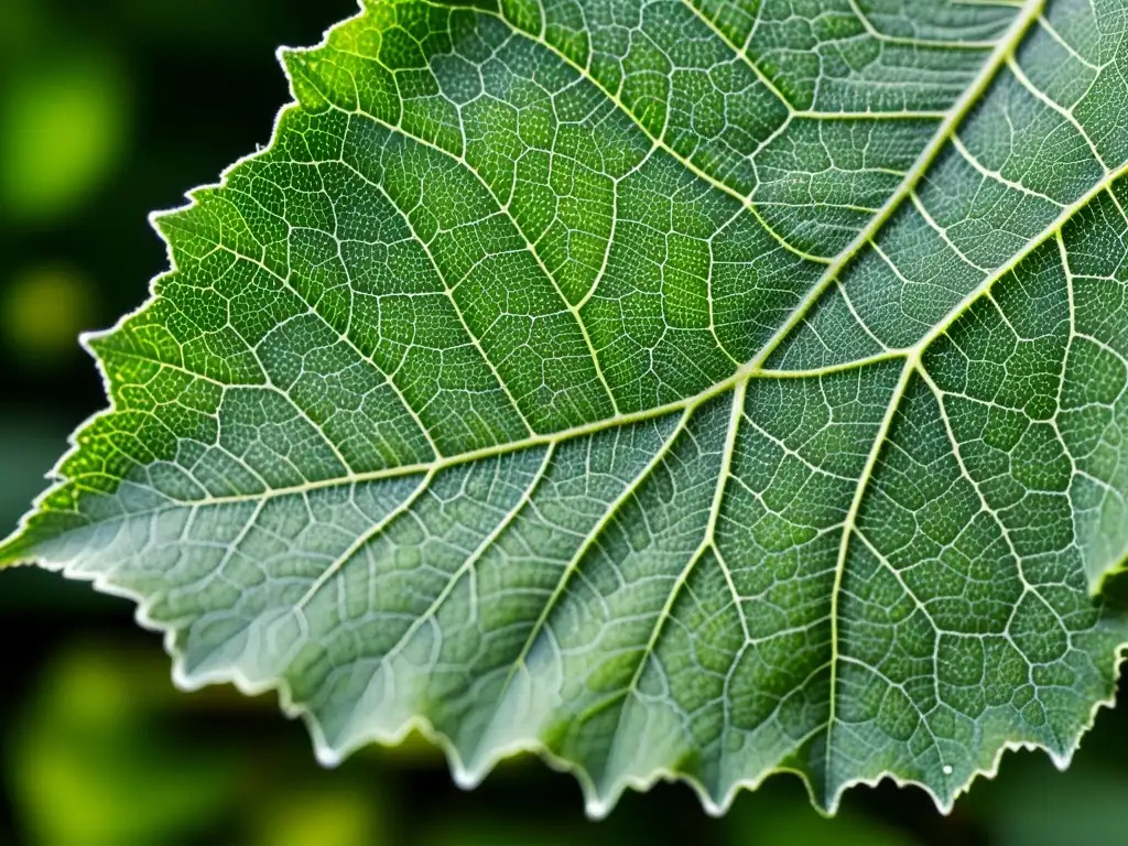 Una imagen detallada de hojas de uva con moho, resaltando patrones de moho y contraste entre lo sano y lo afectado