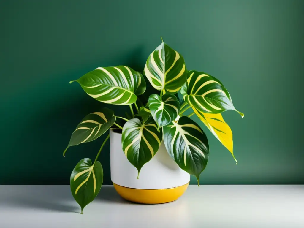 Imagen de una exuberante planta de Pothos en un moderno planter, ideal para oficinas tranquilas con plantas de interior