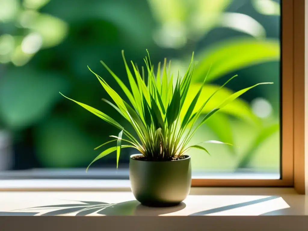 Imagen de Hierba Luisa cuidados en interior: Una serena maceta con plantas vibrantes en un alféizar soleado, evocando tranquilidad