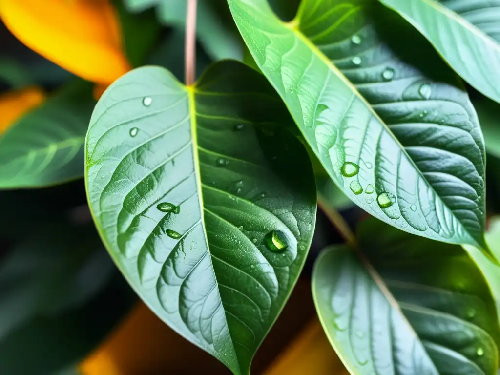 Imagen 8k de hojas verdes sanas de plantas de interior, con luz natural