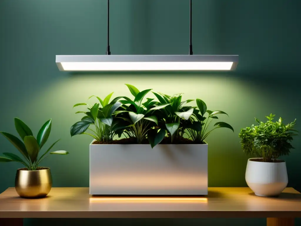 Una imagen de luces LED modernas para plantas de interior