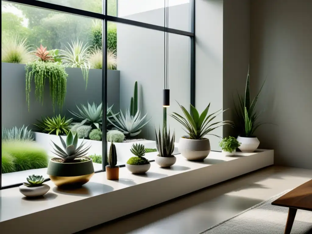 Imagen de un moderno interior con un jardín interior minimalista