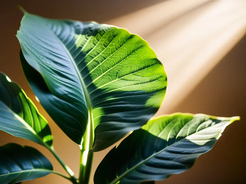 Imagen de planta de interior en óptima distancia de luz, resaltando su belleza natural y atmósfera serena