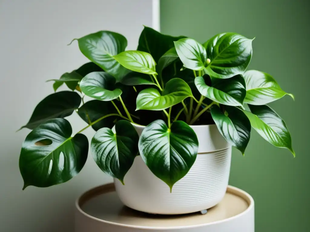 Imagen de pothos saludable en maceta blanca