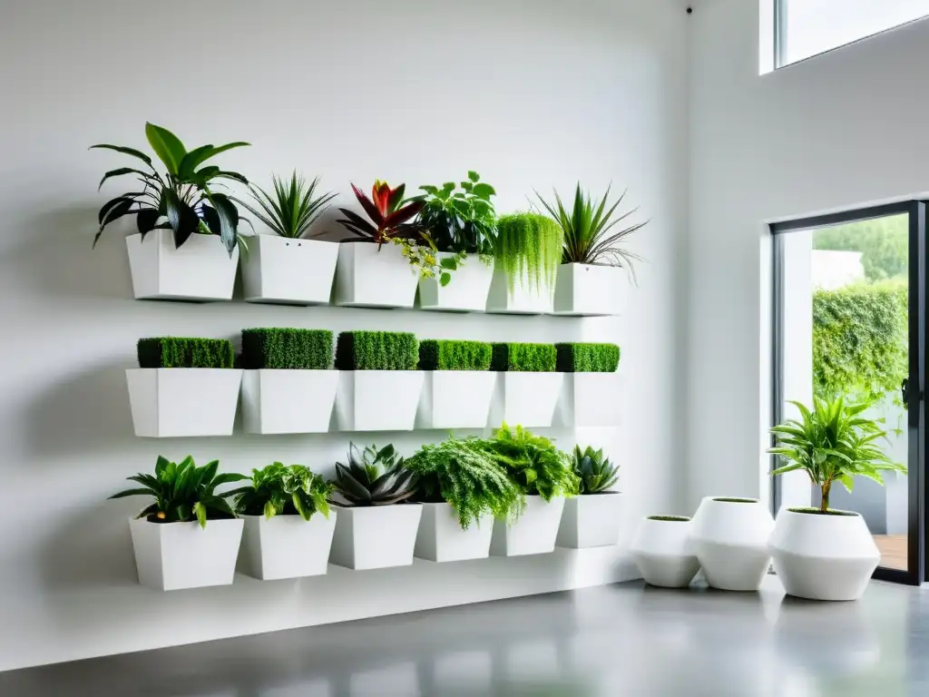 Una impactante pared de plantas en interiores con alternativas innovadoras para plantar en interiores