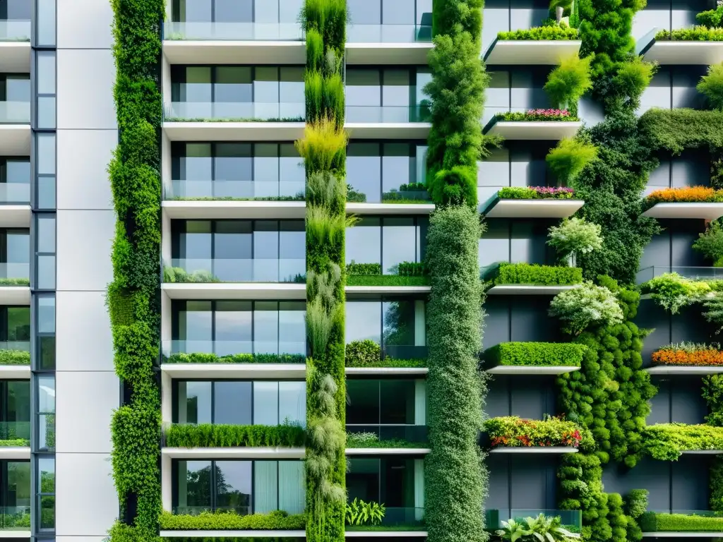 Un impresionante muro verde en contraste con la arquitectura moderna