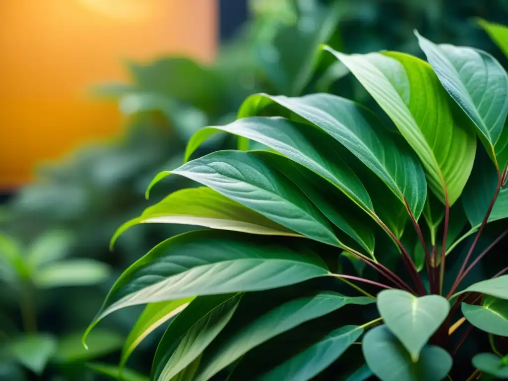 Un jardín interior exuberante bañado en una distribución equitativa de iluminación suave