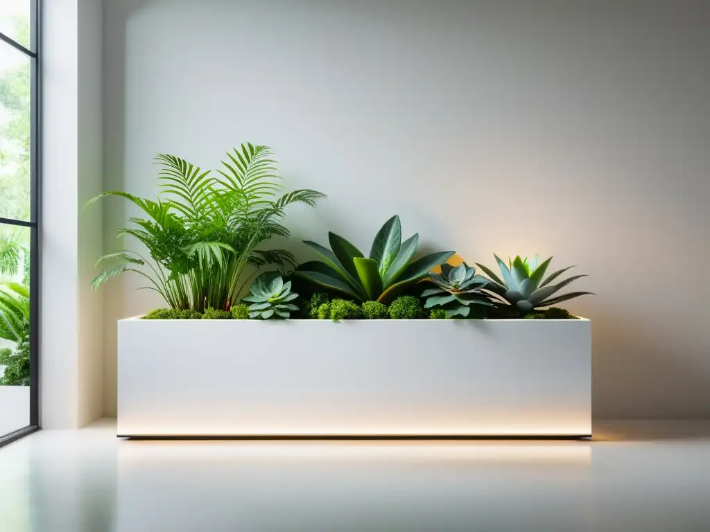 Un jardín interior moderno y elegante con un diseño minimalista