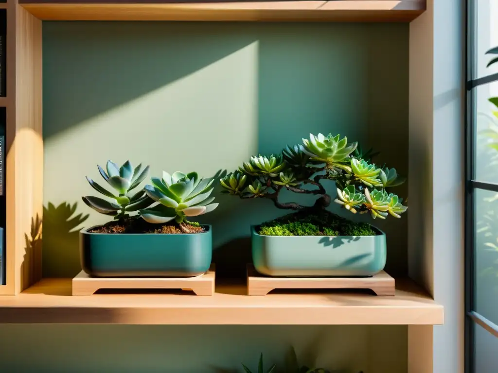 Un jardín interior moderno con influencia de los clásicos en jardinería, libros clásicos y plantas en un ambiente sereno