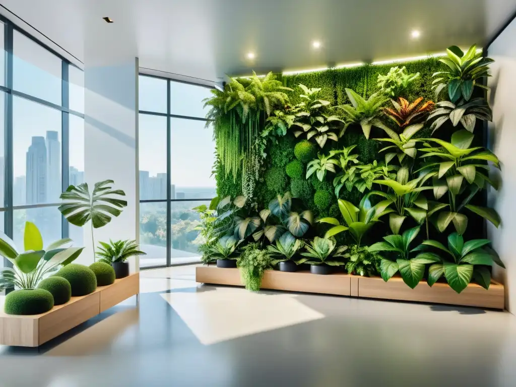 Interior moderno con plantas para aislar acústicamente interiores en una atmósfera serena