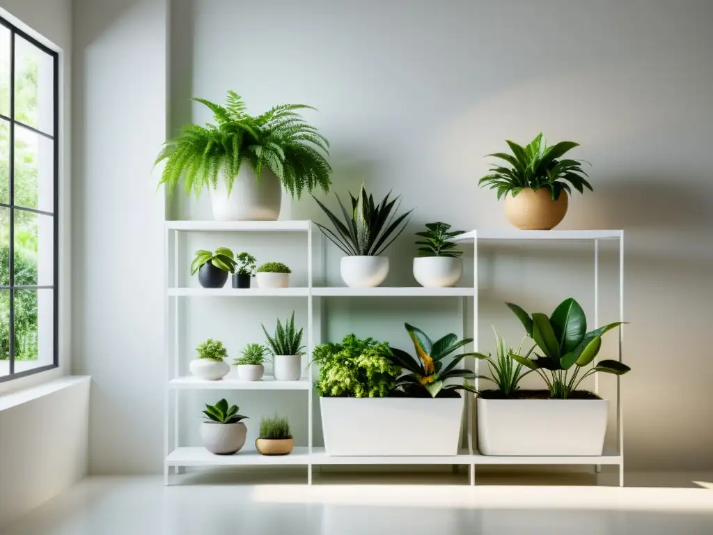 Un jardín interior sereno y minimalista con cuidado de plantas para la meditación activa