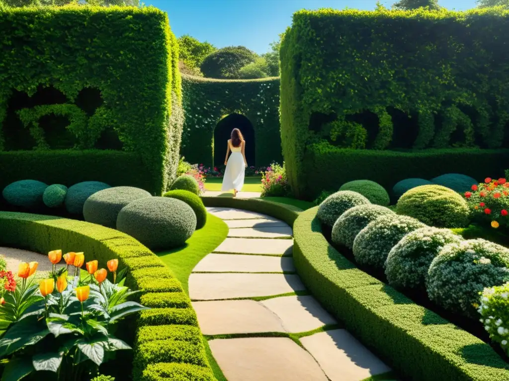 Jardín sereno: naturaleza exuberante y colores vibrantes Un jardín exuberante y sereno con flores coloridas y vegetación vibrante, ideal para exposiciones de jardinería para networking