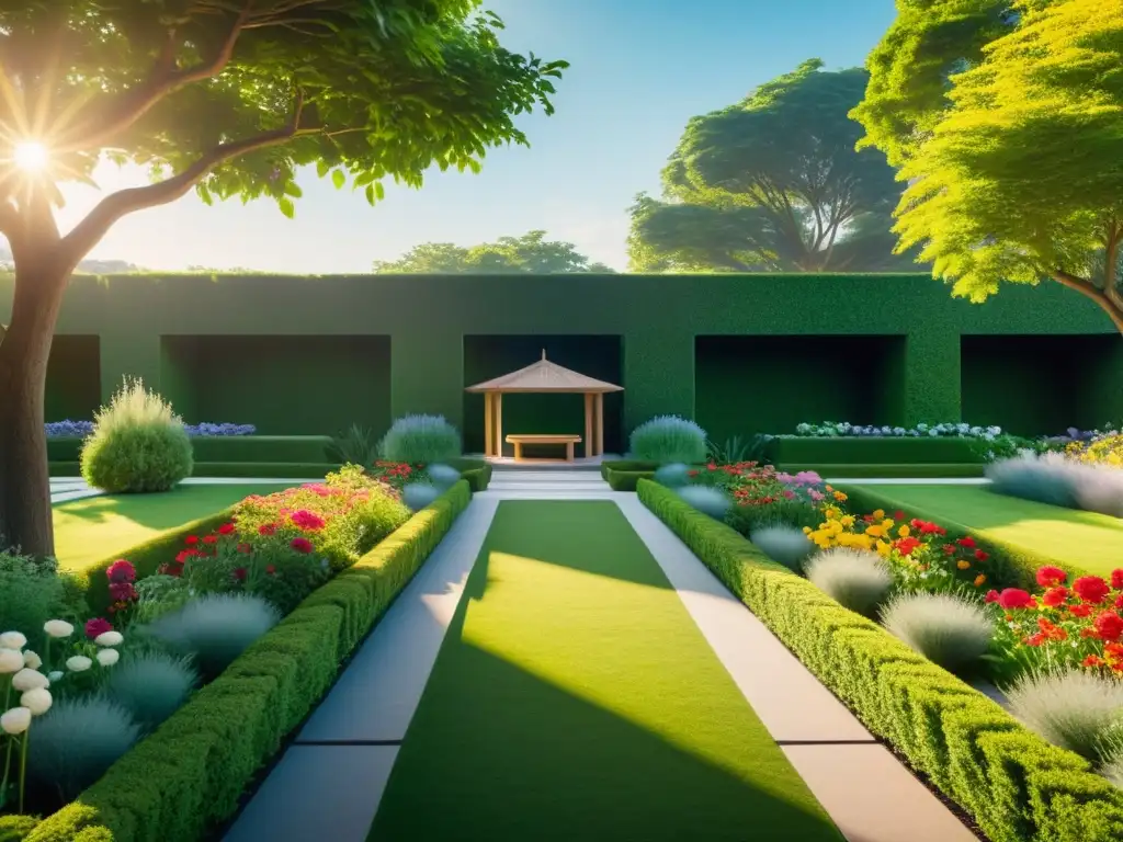 Exhibición de jardín sereno: 8k detalle Un jardín sereno con exposiciones de jardinería para networking