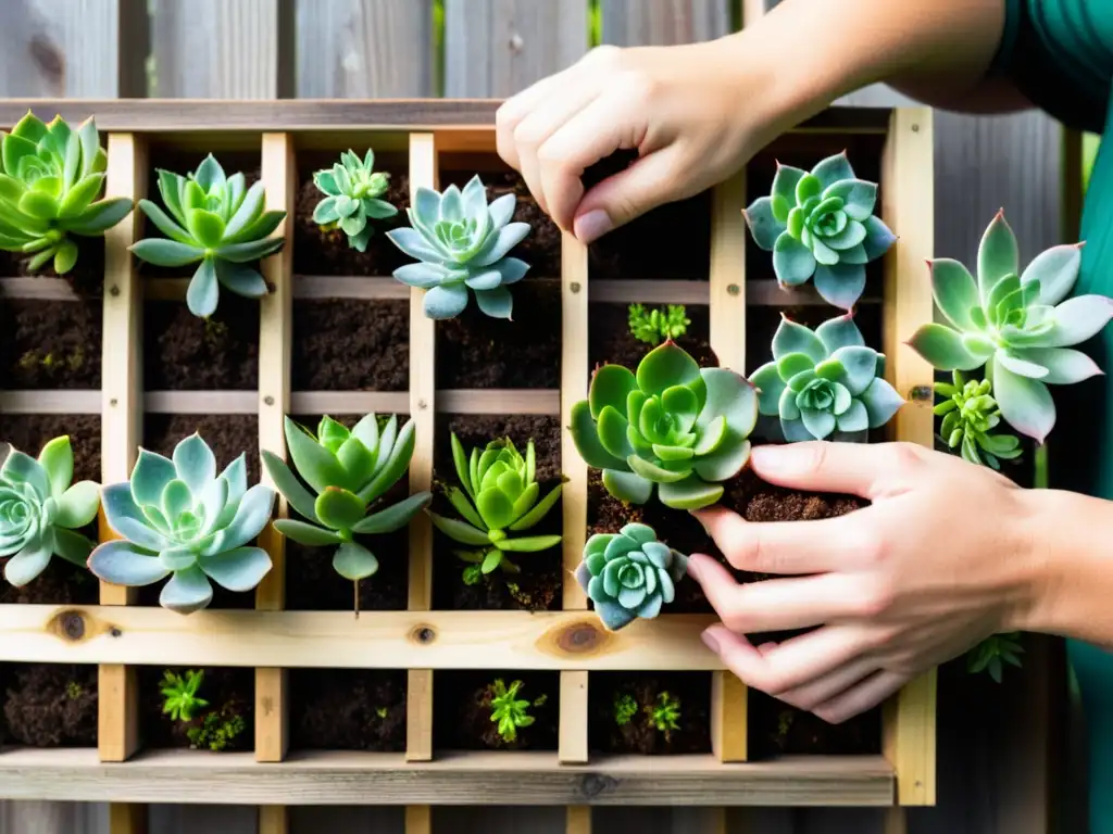 Jardines verticales con materiales reciclados: Creación de un jardín vertical DIY con suculentas en pallets de madera reciclada