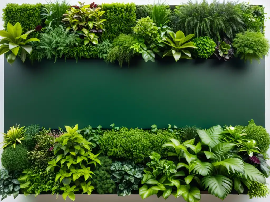 Jardines verticales modulares para espacios reducidos: exquisita instalación de vegetación verde vibrante en contraste con fondo blanco