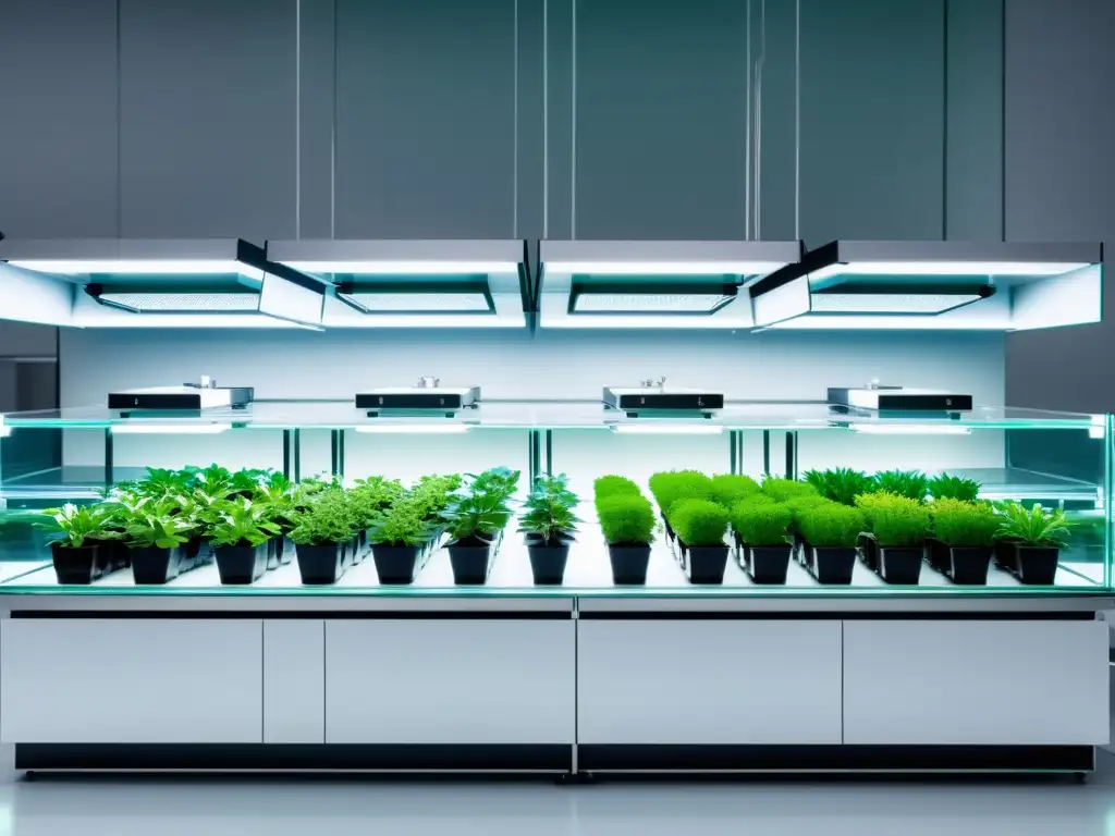 Un laboratorio moderno y minimalista con tecnología de punta para la clonación de plantas de interior