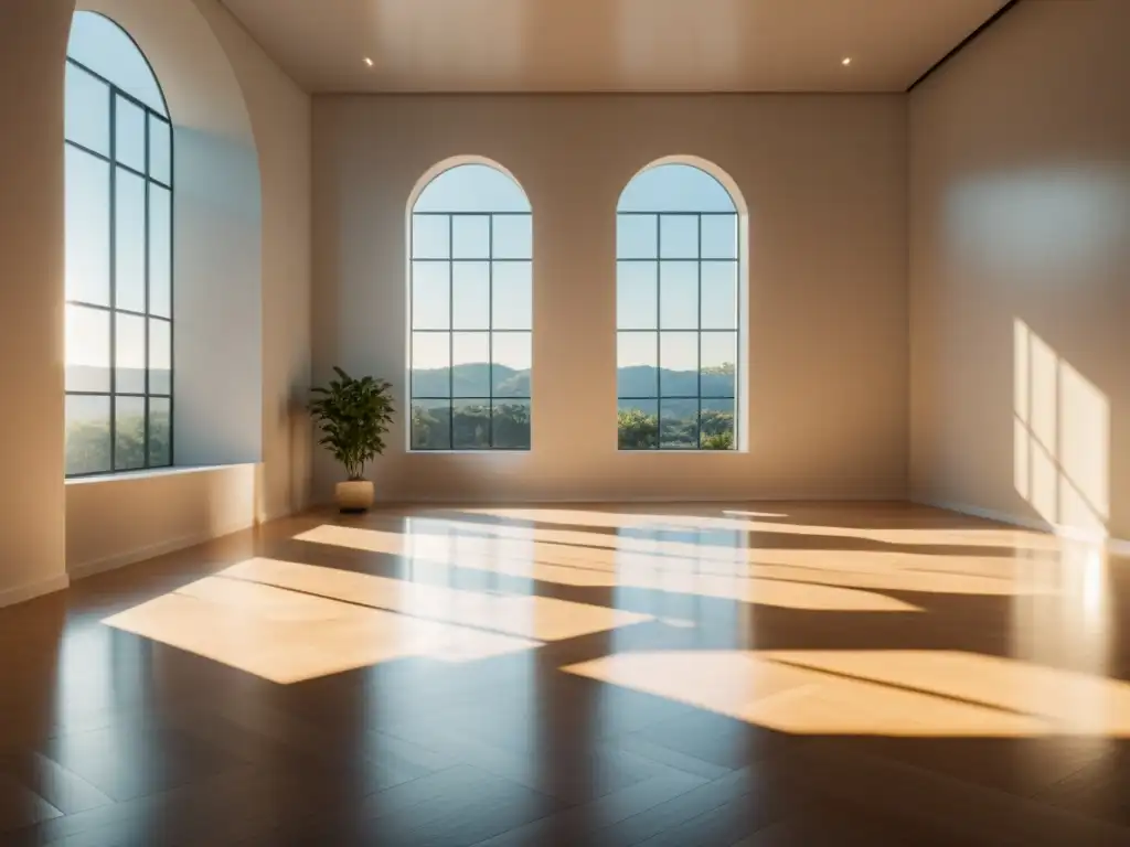 Simular luz solar perfecta interiores: Imagen 8k de una habitación moderna iluminada por suave luz solar, creando un ambiente tranquilo y acogedor