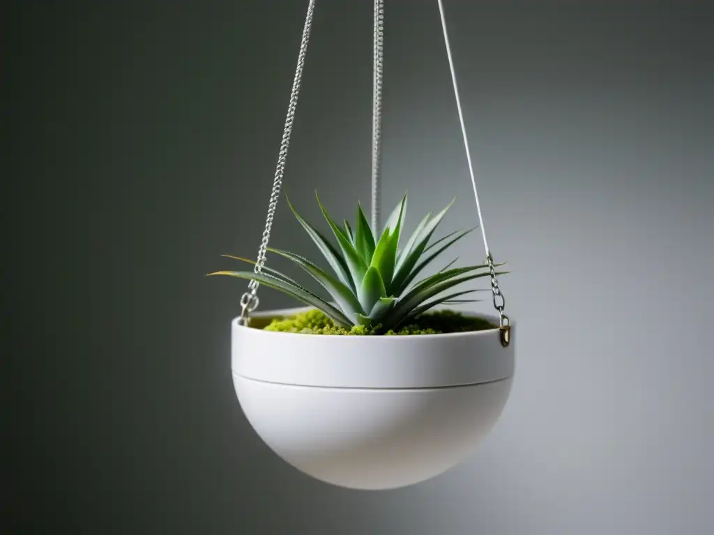 Maceta blanca colgante de estilo moderno para plantas aéreas