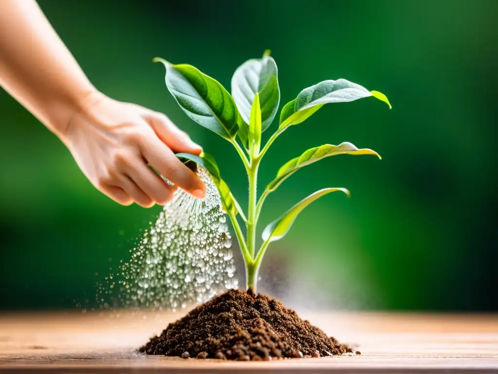 Manos cuidadosas reviven plantas de interior marchitas con amor y agua