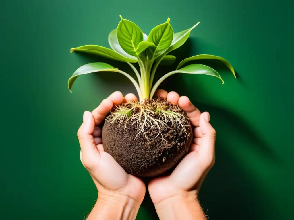 Manos dividiendo cuidadosamente planta de interior, técnica de multiplicación de plantas