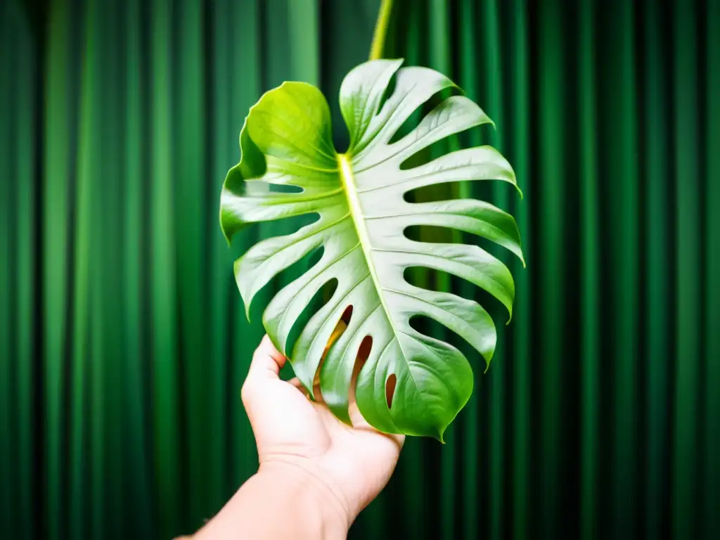 Un momento de serenidad al cuidar de una planta Monstera