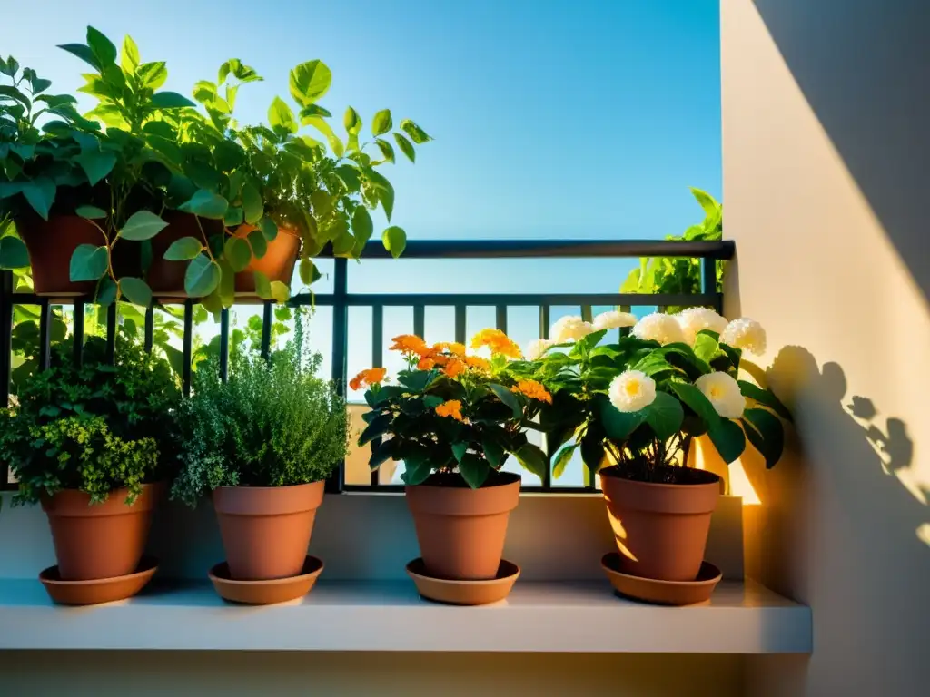 Balcon con iluminación natural para plantas de interior, creando un ambiente tranquilo y elegante