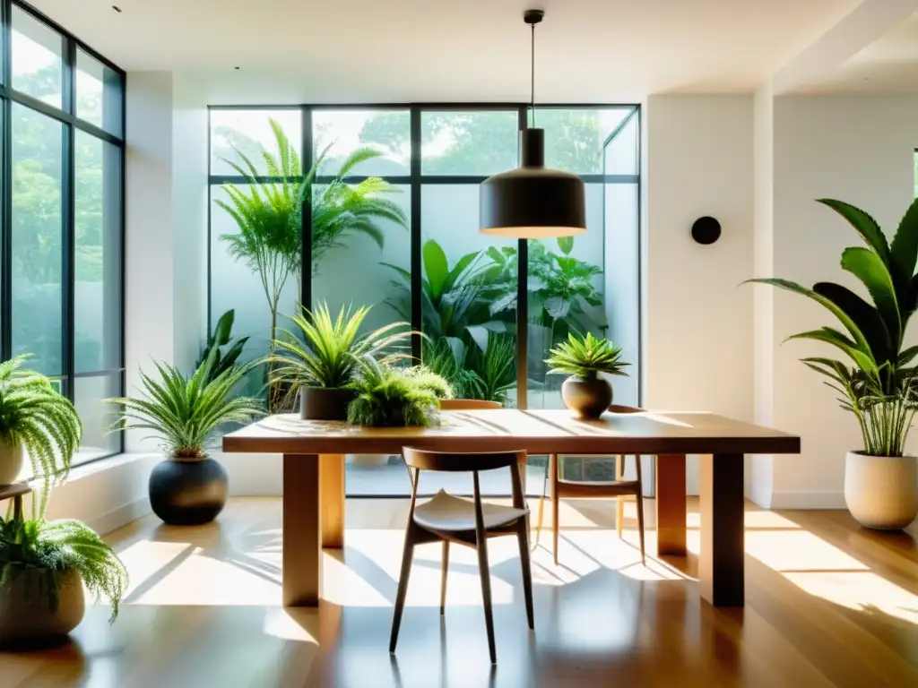 Escenografía natural con plantas de interior en un ambiente luminoso y tranquilo, donde la vegetación es el centro de atención