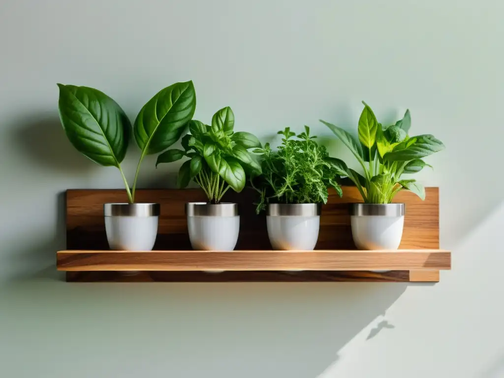 Un oasis de frescura en un minijardín de hierbas aromáticas en interior, con tonos naturales y un toque de color vibrante