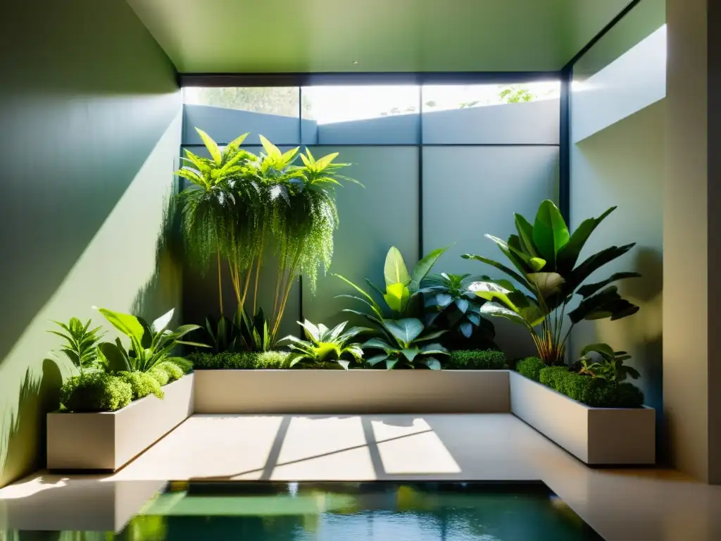 Un oasis de plantas de interior en un entorno moderno y sereno