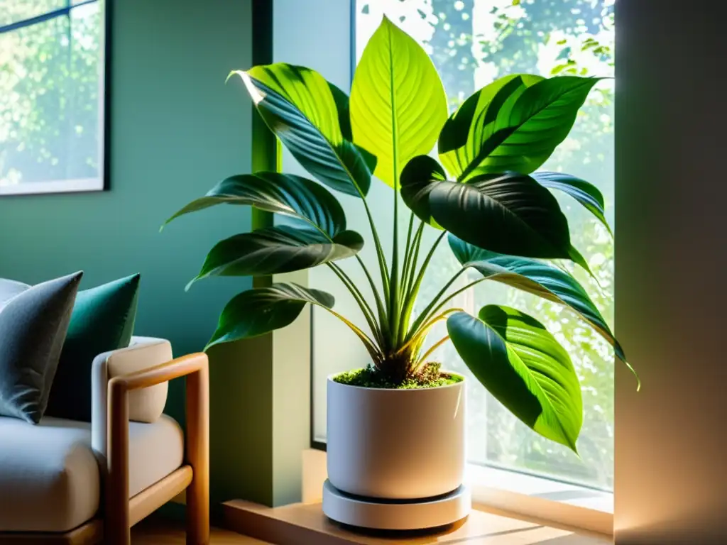 Un oasis de serenidad y elegancia con una planta interior expuesta al sol