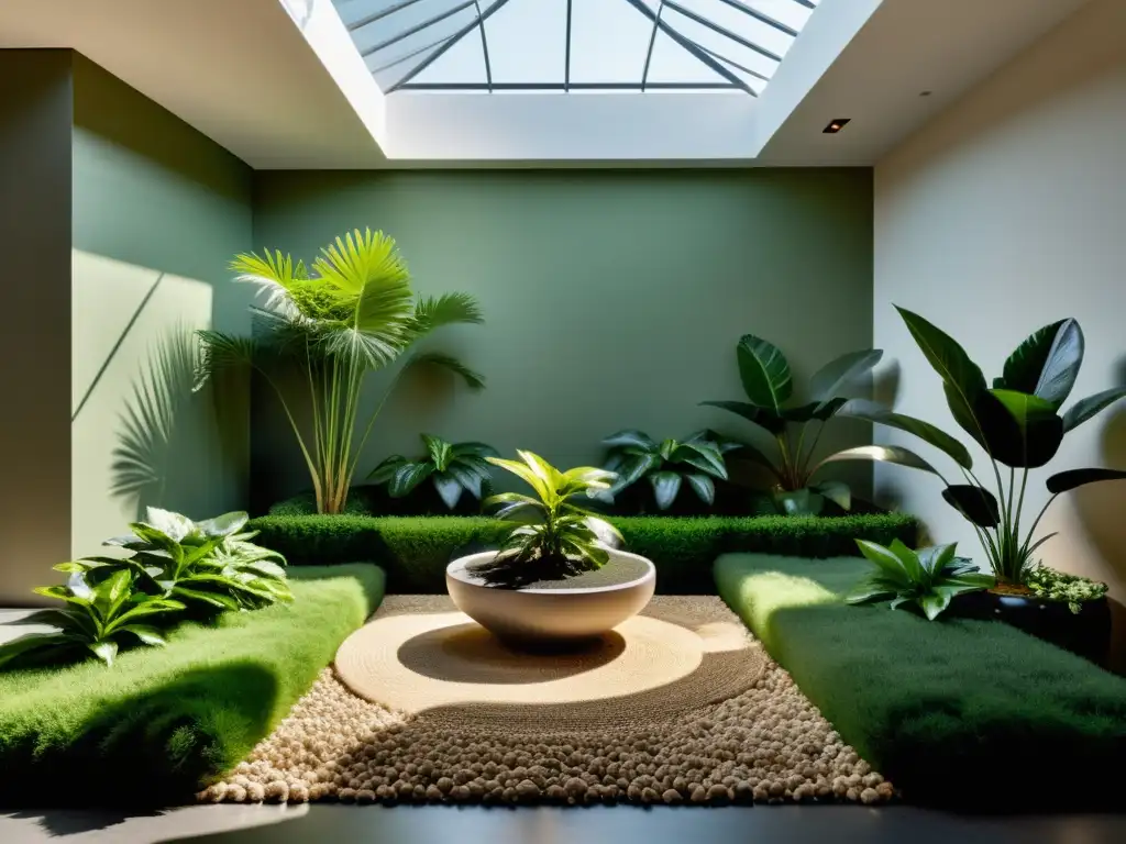 Un oasis de serenidad en el hogar, con plantas exuberantes y una hermosa narrativa visual de jardinería interior