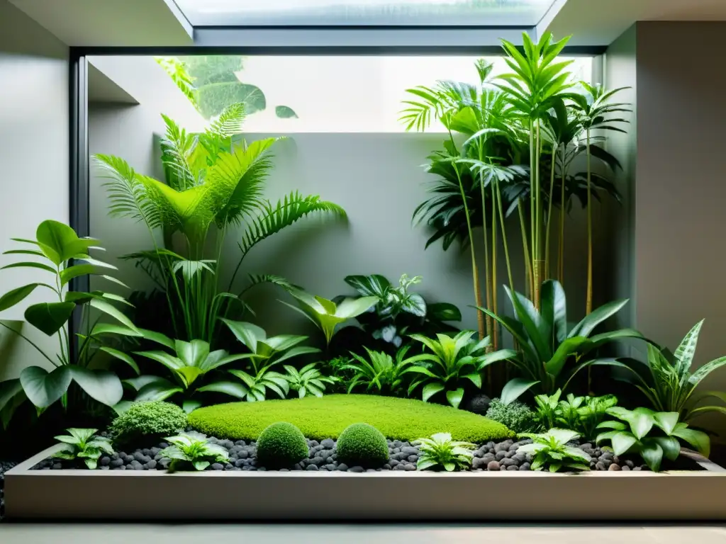 Un oasis de serenidad en un jardín de lluvia interior, con beneficios para el hogar