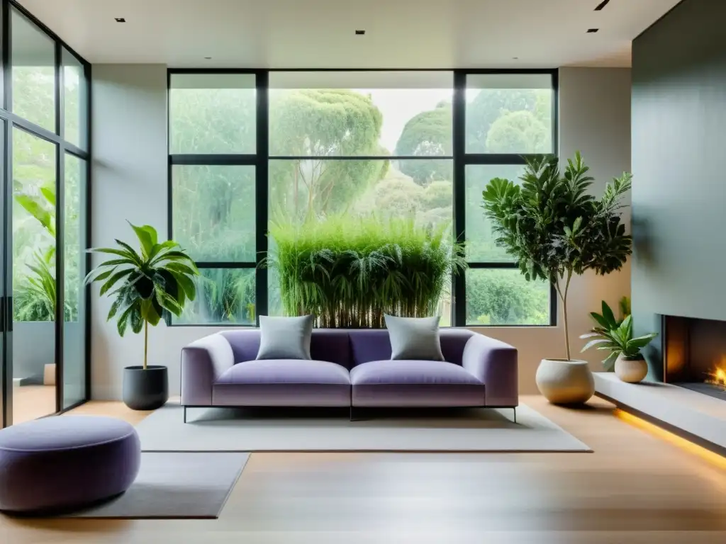 Un oasis de serenidad con plantas de interior para aromaterapia en un salón minimalista con luz natural