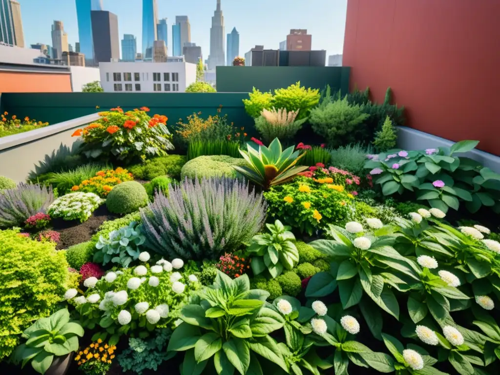 Un oasis verde en la azotea, muestra la belleza de la naturaleza urbana